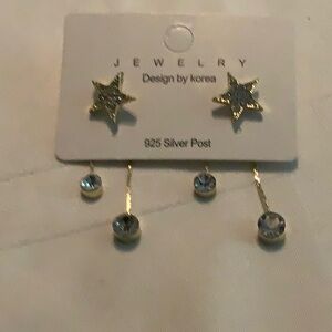 Gold Star Earrings with Silver Accents